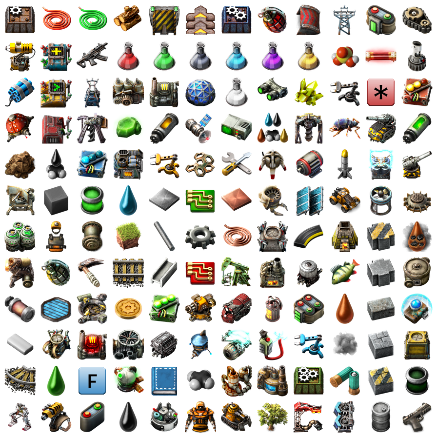 Voorbeeld van hoe items eruit kunnen zien - <a href='https://www.factorio.com/blog/post/fff-348'>Bron</a>